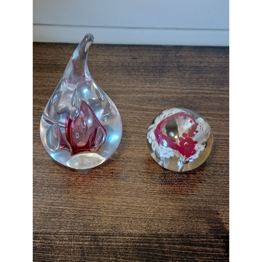 Art glass paperweights set of 2